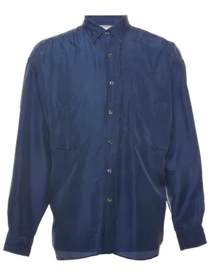 Silk Navy Shirt - M