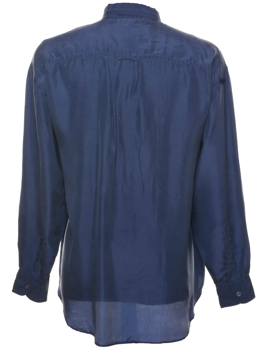 Silk Navy Shirt - M