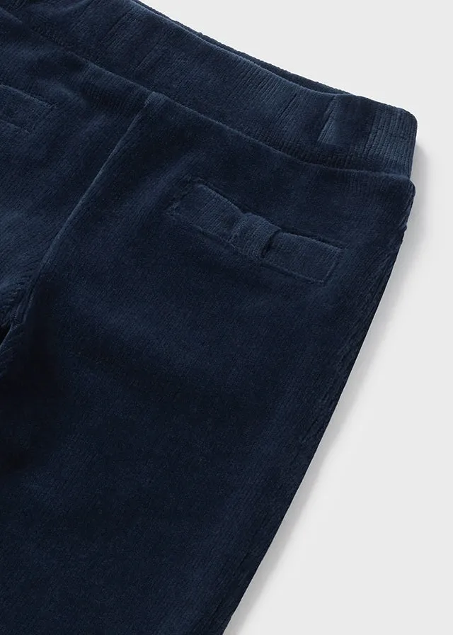 Stretchy Velour Cord Pants, Navy, 514