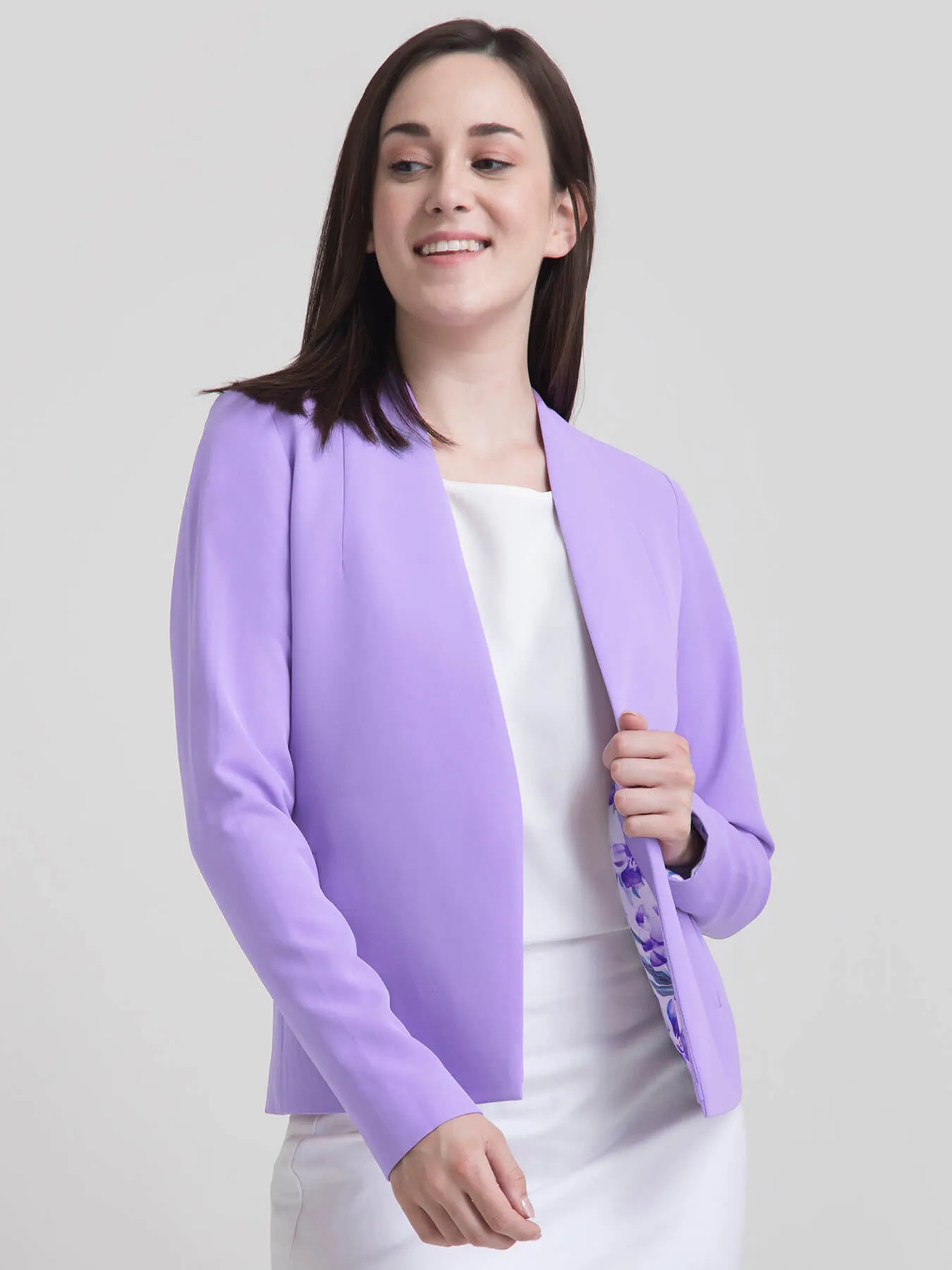 Stylish Jacket With Hook Closure - Lilac