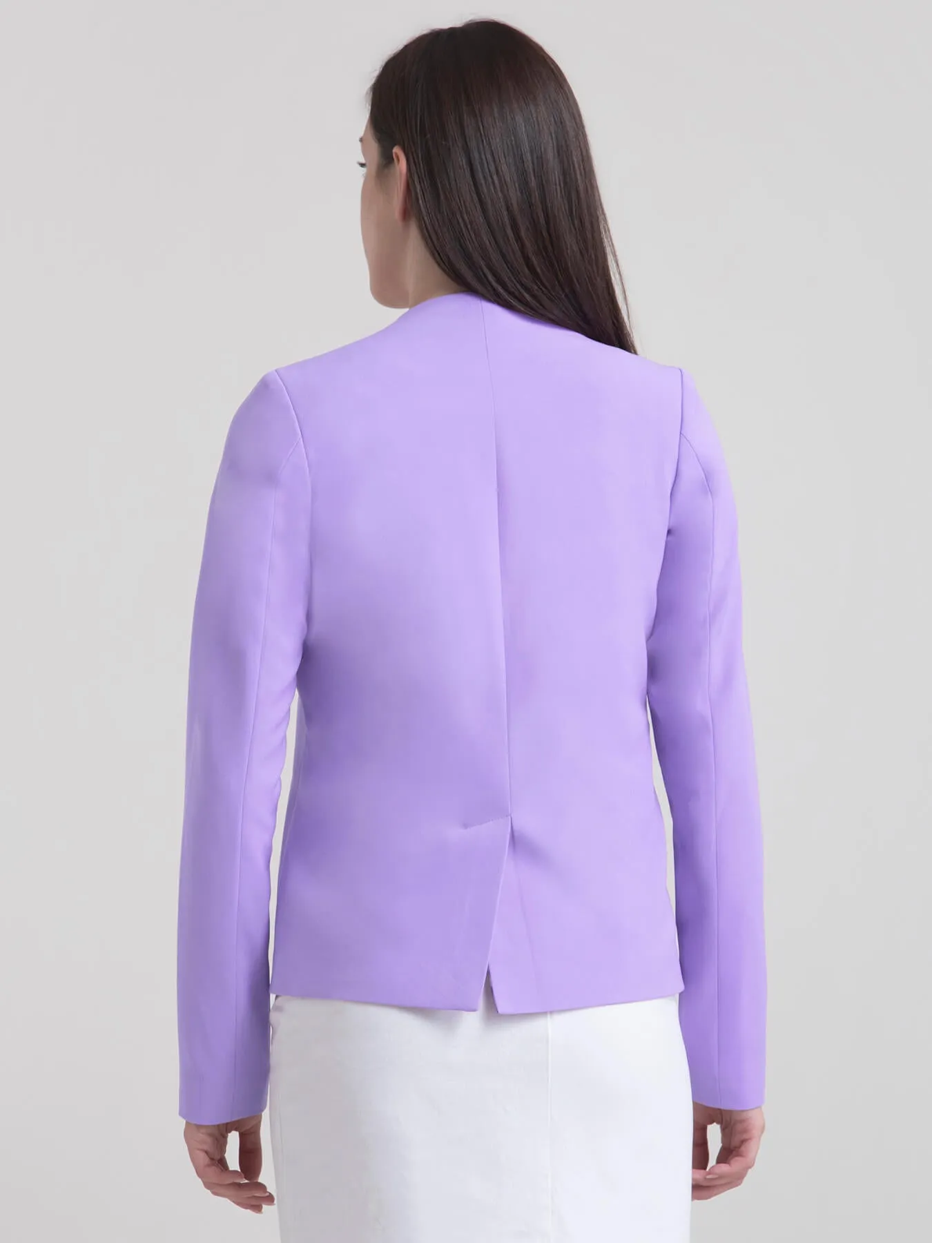 Stylish Jacket With Hook Closure - Lilac