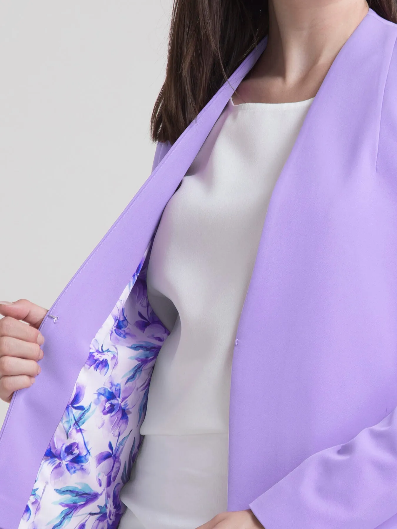 Stylish Jacket With Hook Closure - Lilac