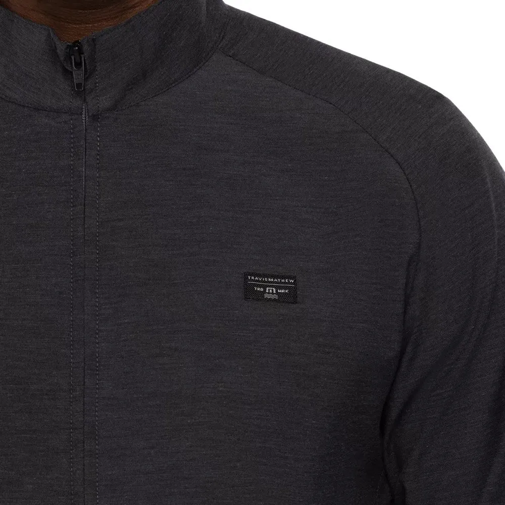 Travis Mathew Ranchero Full Zip Golf Jacket - Heather Grey Pinstripe