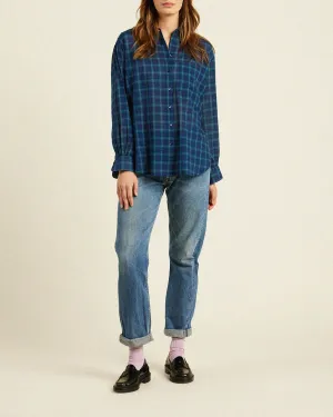 Trovata Black Oversized Shirt Oceanside Plaid