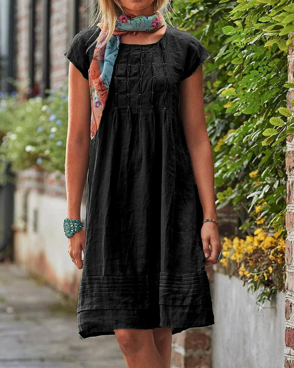 Vintage Casual Solid Linen Woman Dresses