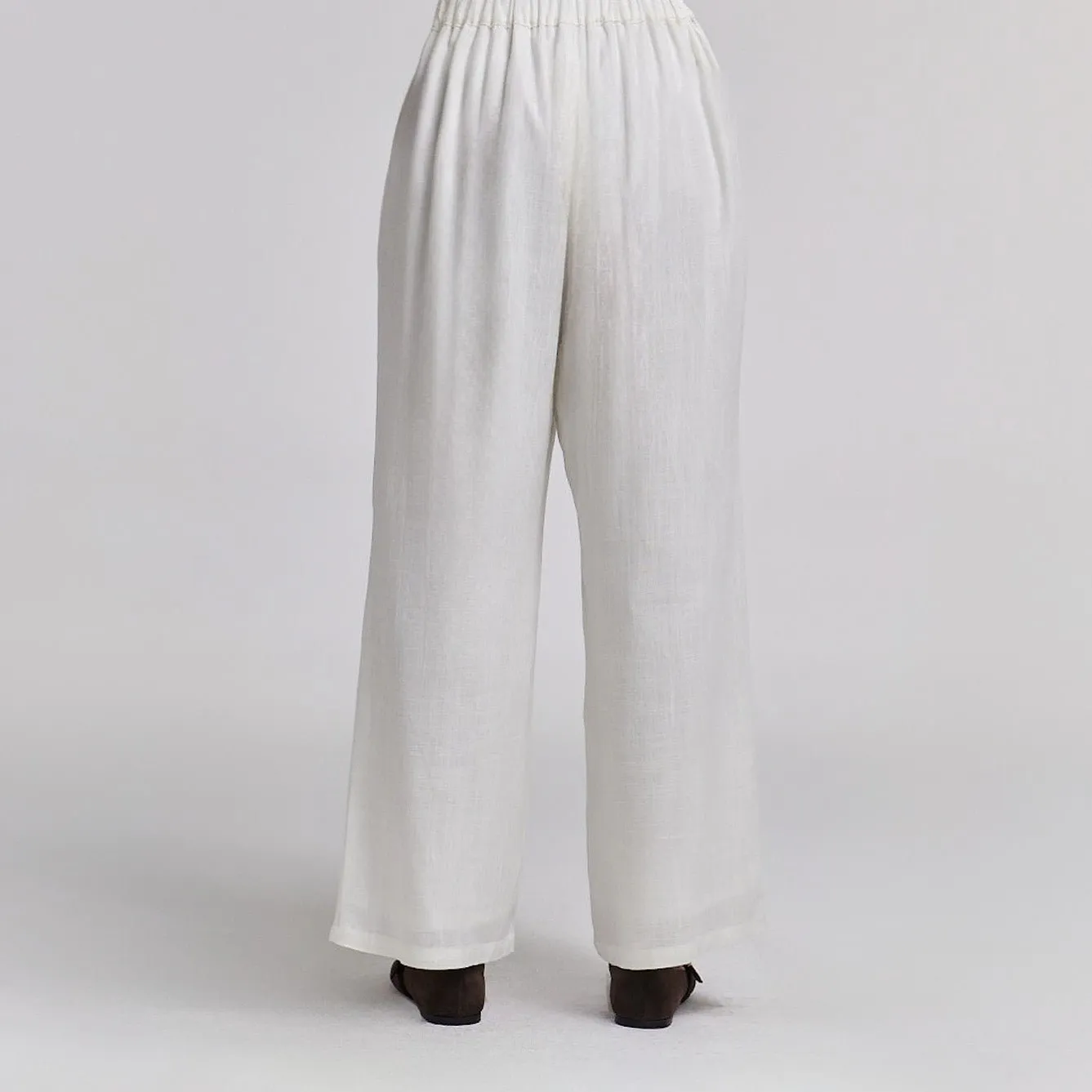 White Wide Leg Pants with Lining