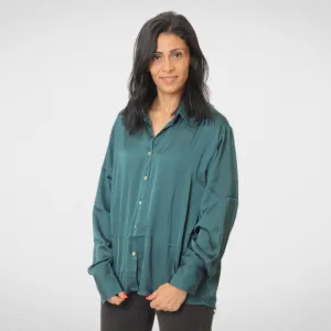 Women Shirt - Satin- Short - Dark Green