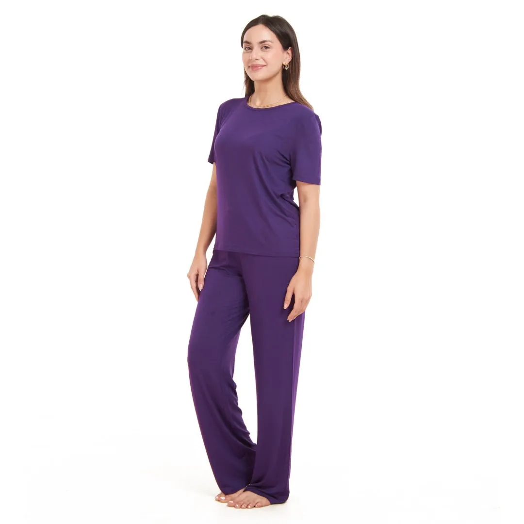 Women summer pajama set Purple shirt   Pants